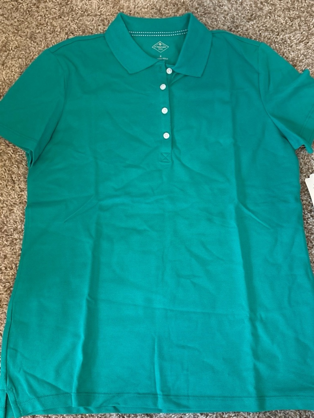 NWT St. John’s Bay size small Classic Teal Polo Shirt with Button-Up Collar